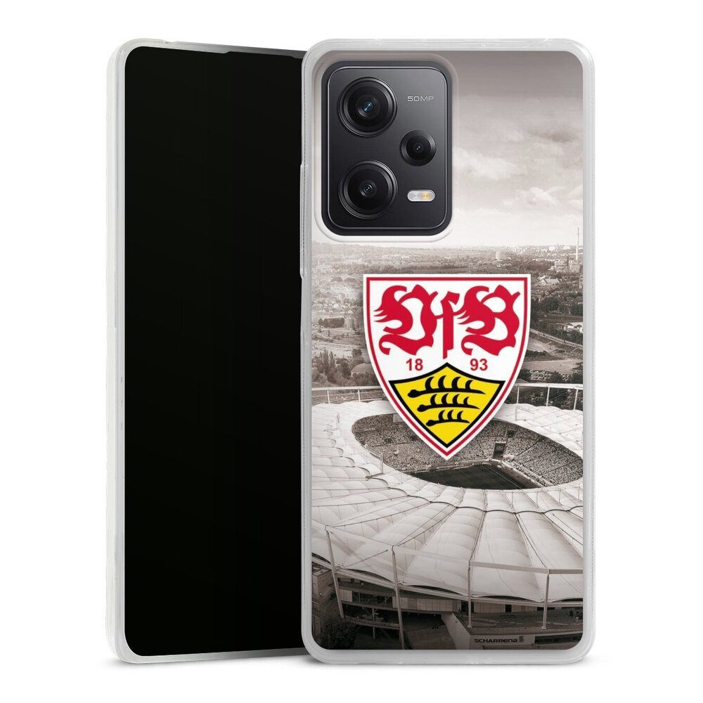 DeinDesign Handyhülle VfB Stuttgart Offizielles Lizenzprodukt Stadion VfB Stadion Grau, Xiaomi Redmi Note 12 Pro 5G Slim Case Silikon Hülle Ultra Dünn