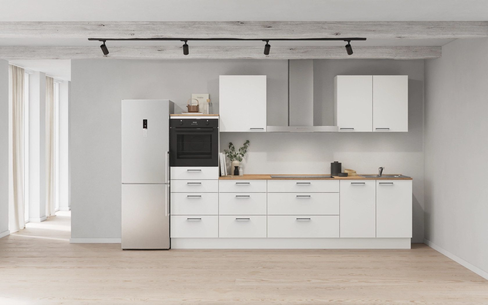 nobilia® Küchenzeile Salev, individuell anpassbar, gratis Küchenplanung mit Profis, (Breite 300 cm), vormontiert, wahlw. mit E-Geräten, inkl. Lieferung