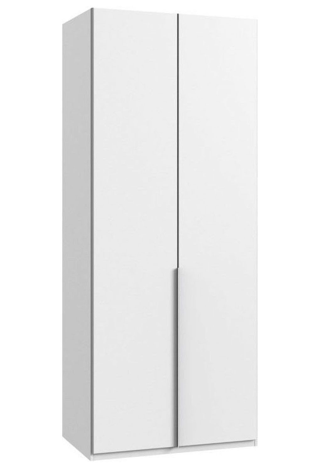 Wimex Kleiderschrank New York (2-türig, Holzböde, Kleiderstange, 1-St., moderne Optik, 2-türig, Metallgriffe alufarben, mit Einlegeboden) 90x58x208cm weiß 2-türig