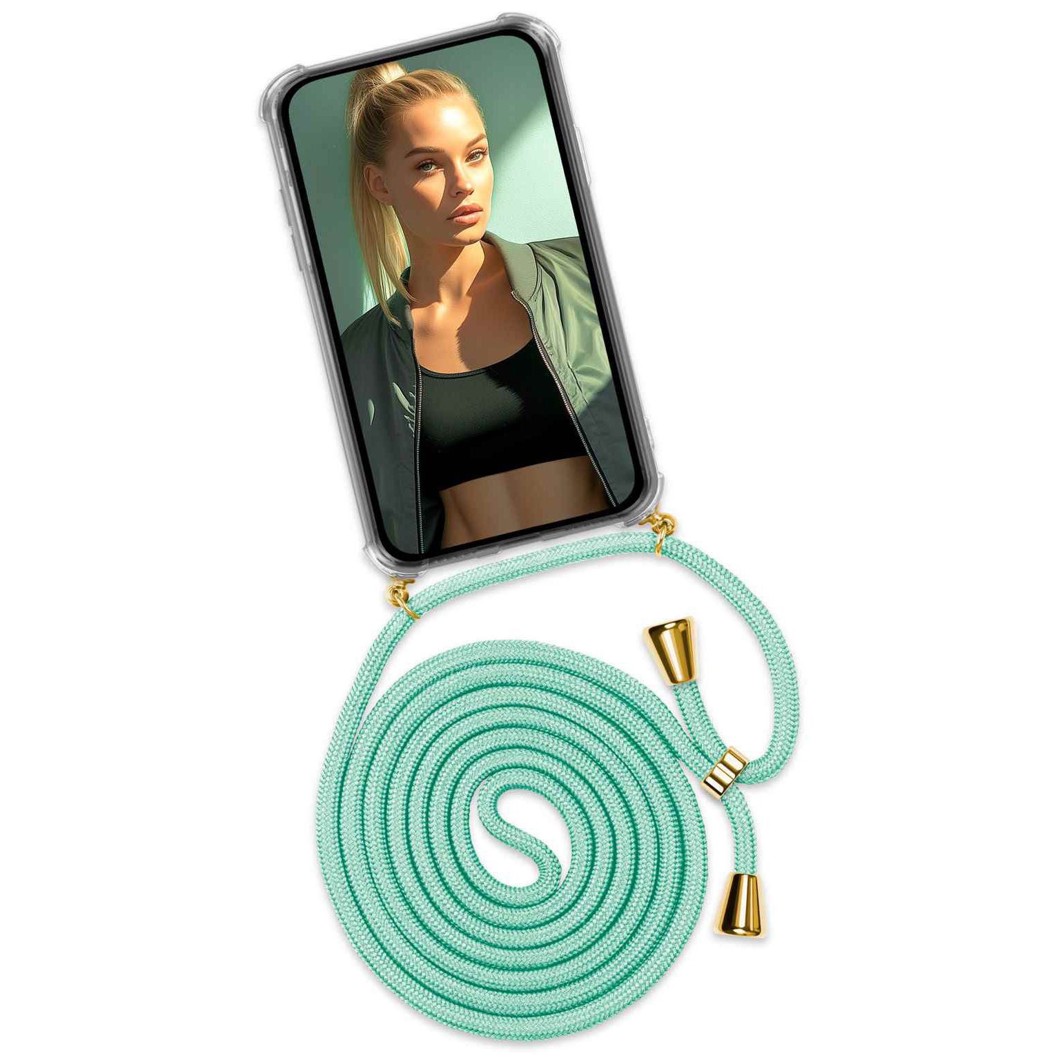 ONEFLOW Handyhülle für Huawei P10 Lite Hülle mit Band Twist Case Mint Grün 5,2 Zoll, Handyband zum Umhängen Schutzhülle Kordel Handyhülle Kette abnehmbar