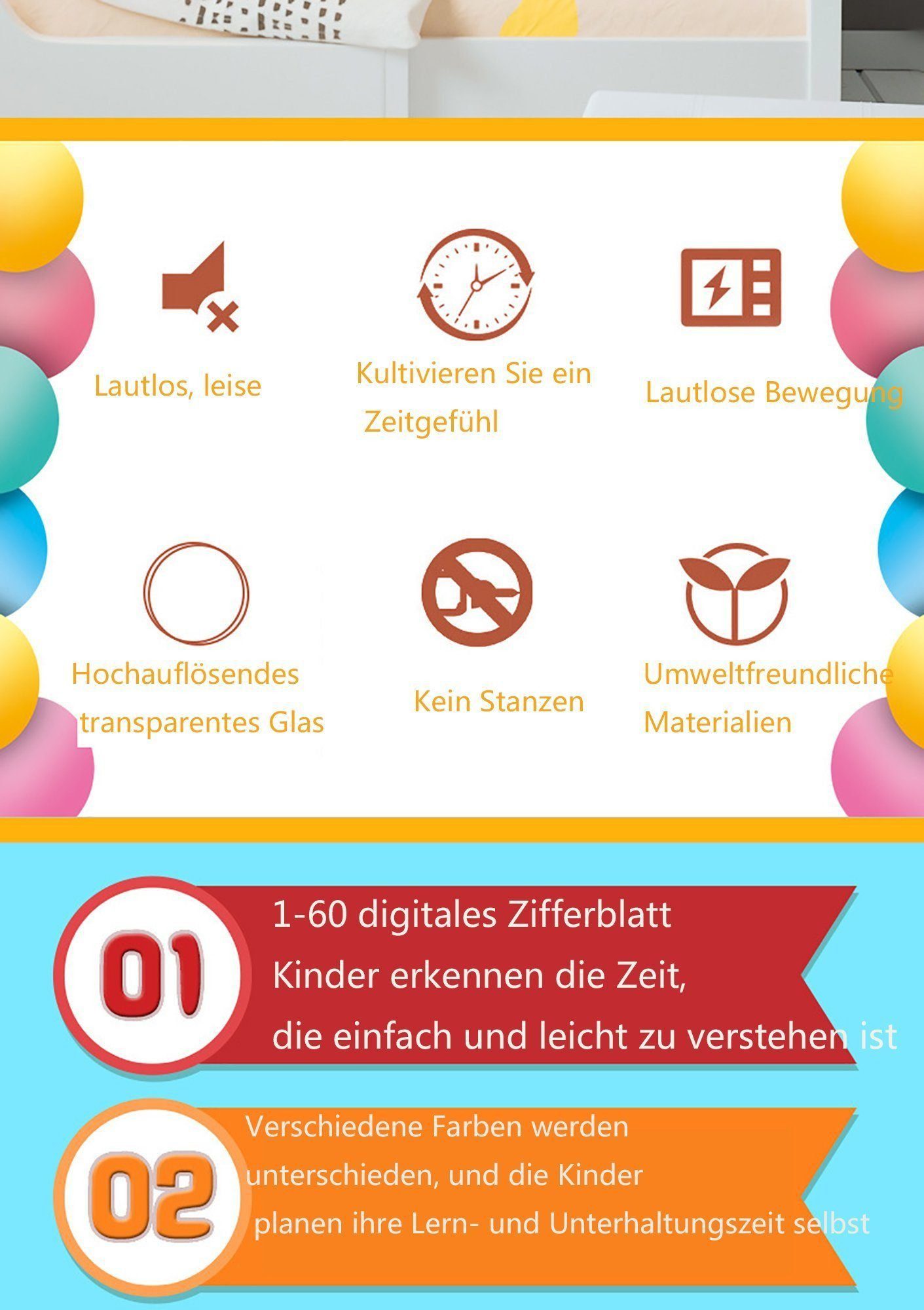 OYLCDI Wanduhr Kinderwanduhr, leise und nicht günstig online kaufen