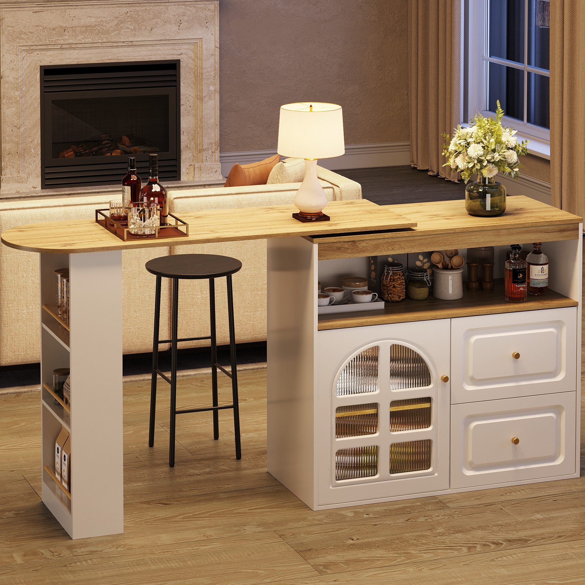 Flieks Bartisch 360° drehbar Stehtisch mit Kommode (1-St., mit verstellbare günstig online kaufen