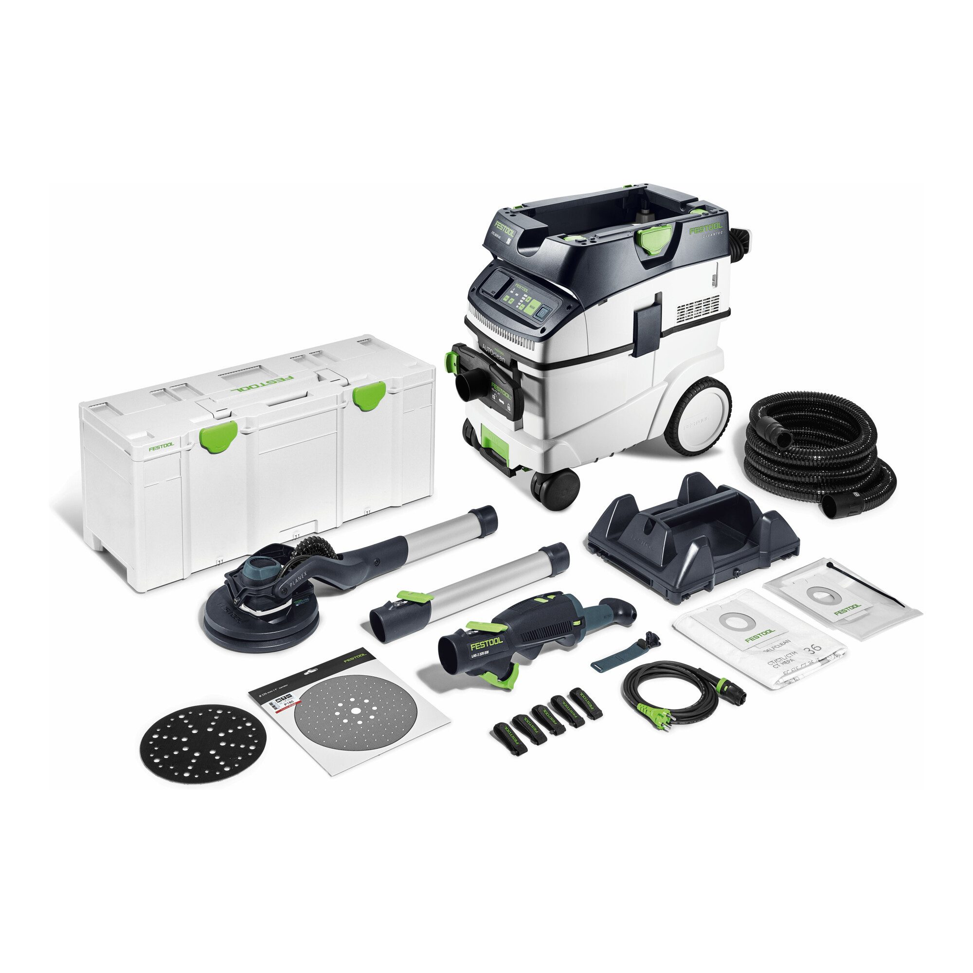 FESTOOL Trockenbauschleifer Festool Langhalsschleifer- und Sauger-Set PLANEX LHS 2 225 EQI/CTL 36-