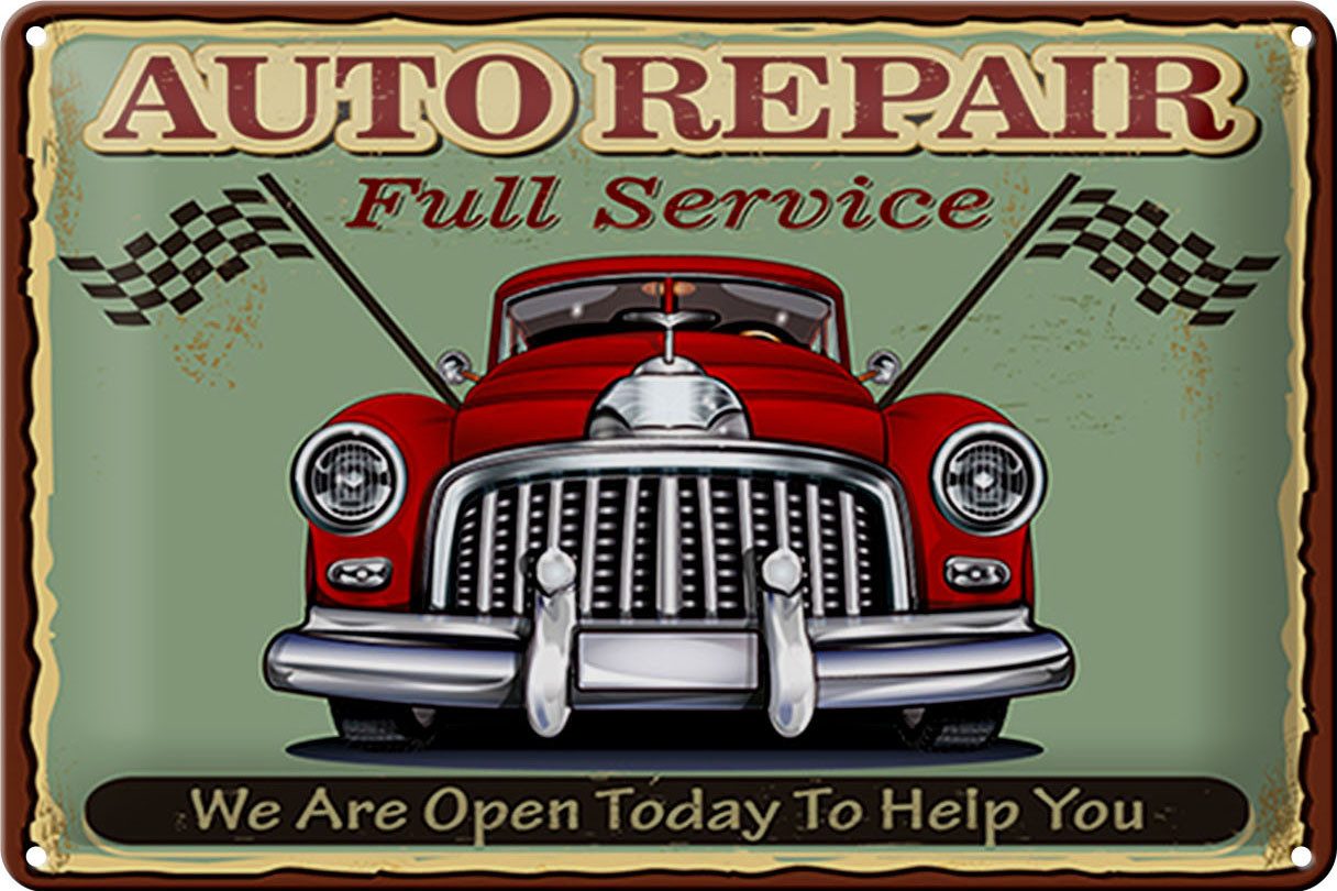 Metallschild Schild Blech -Made in Germany- Auto repair 30x20cm full Service Retro