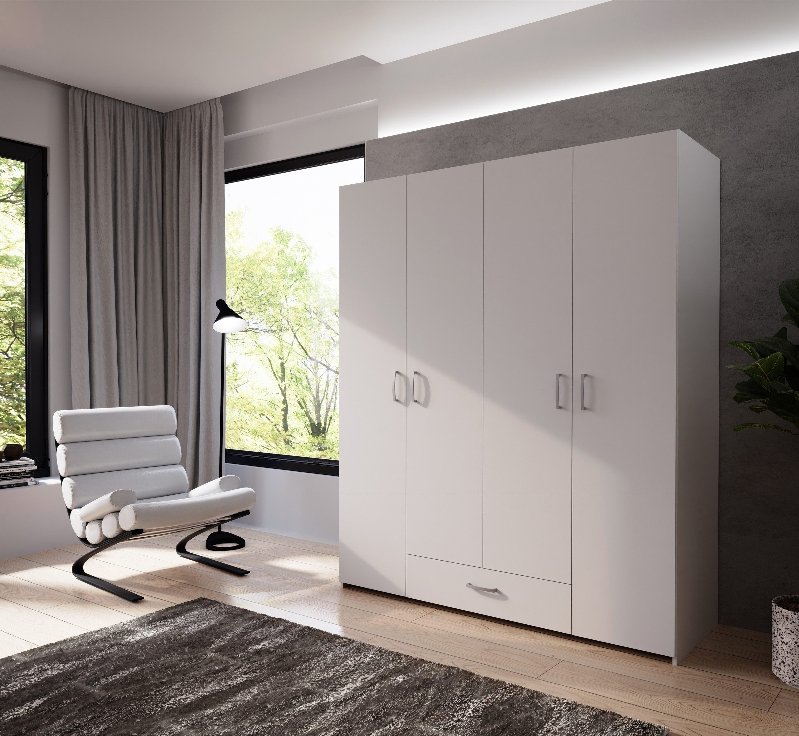 freiraum Drehtürenschrank ECONOBOX in Weiss - 159,1x190,5x54,4cm (BxHxT)