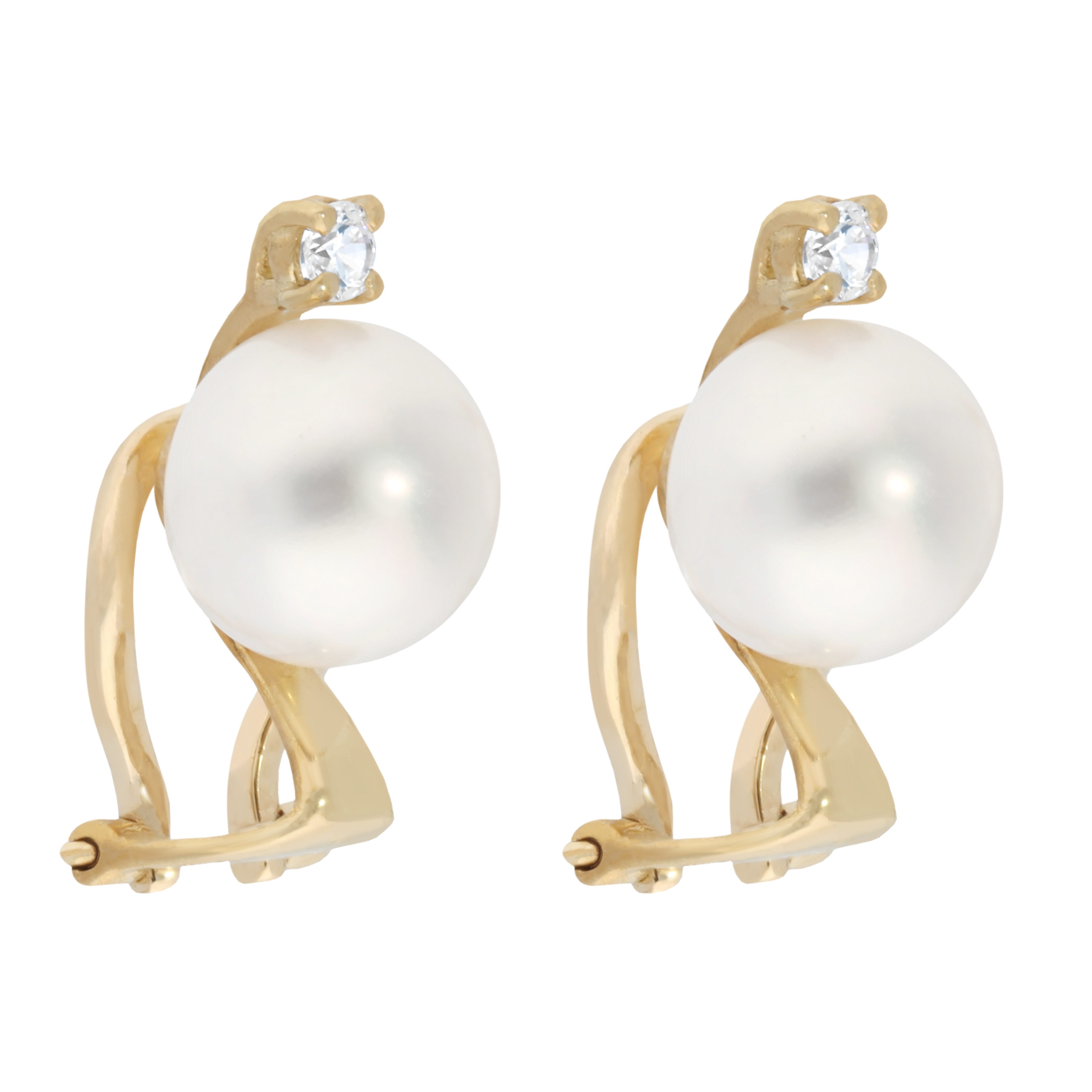 Firetti Paar Ohrclips Schmuck Geschenk Gold 375 Ohrschmuck Ohrringe, mit Zirkonia (synth) - mit Süßwasserzuchtperle