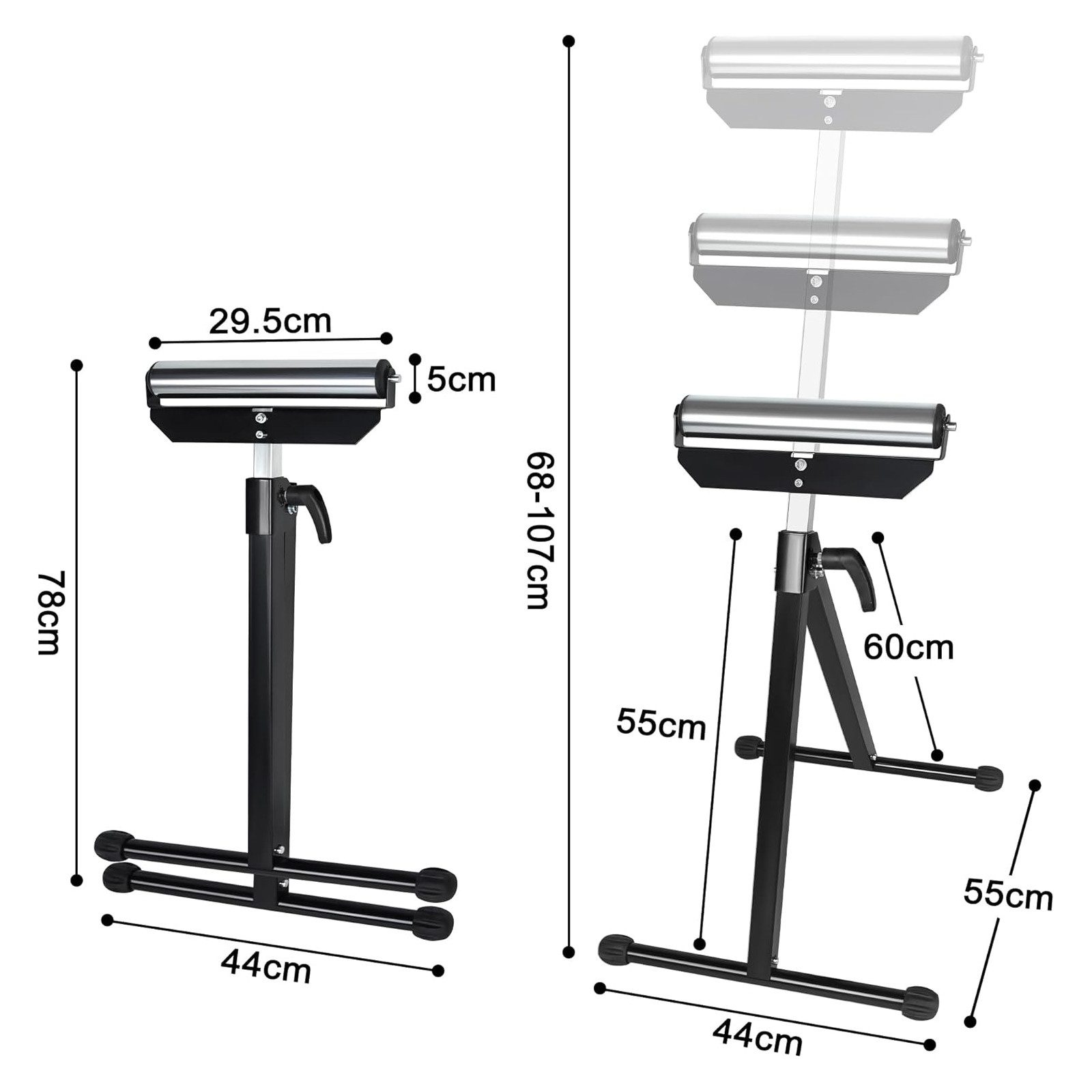 FIVMEN Sägebock 2 Stück Rollenbock Stufenlos Höhenverstellbar Klappbar Rollenständer, (2-St)