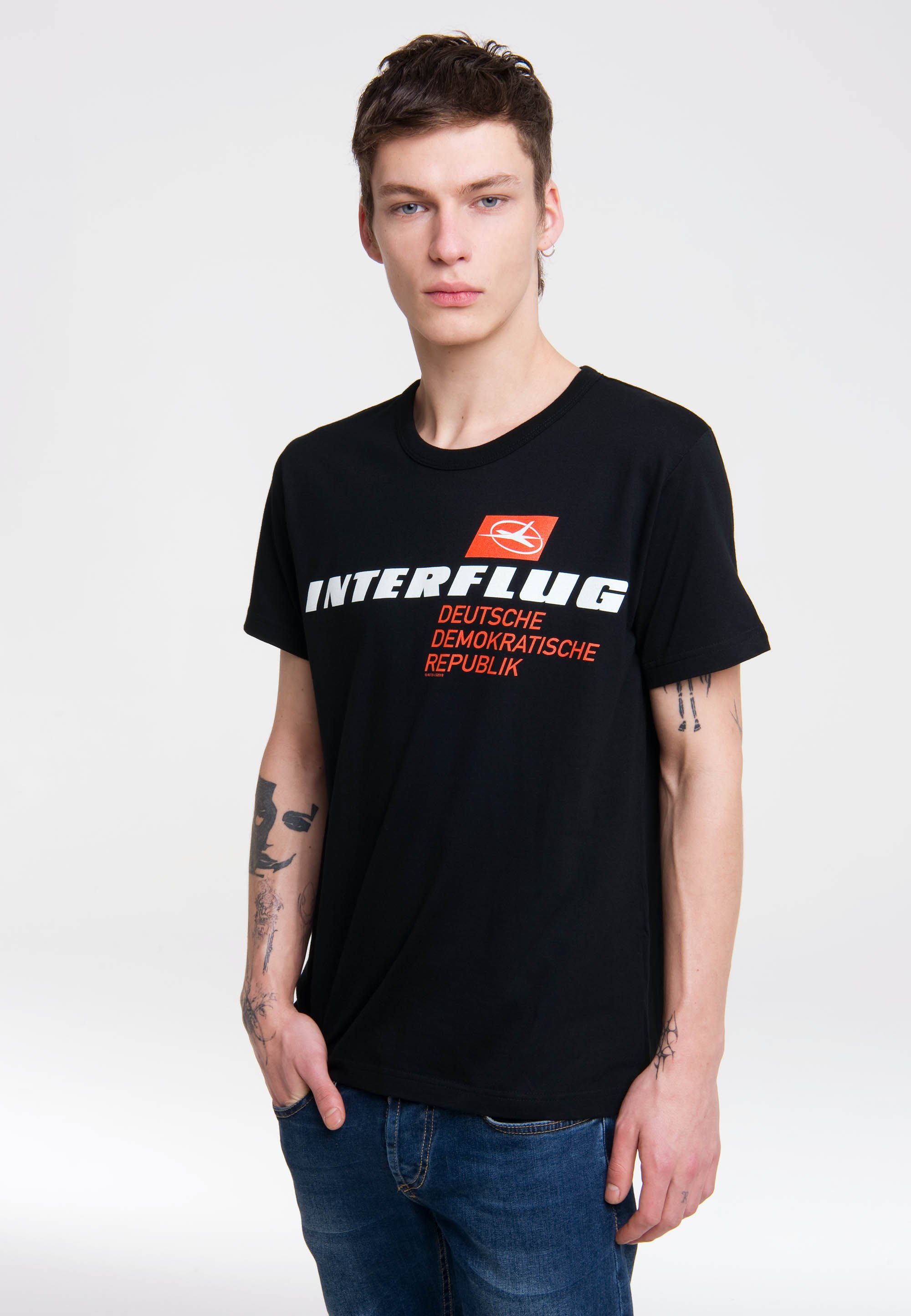 LOGOSHIRT T-Shirt Interflug DDR mit kontrastfarbenem Print günstig online kaufen
