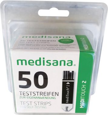 Medisana Blutzucker-Teststreifen MediTouch 79038, Packung 50-St., zur Blutzuckerselbstbestimmung mit Blutzuckermessgerät Meditouch 2
