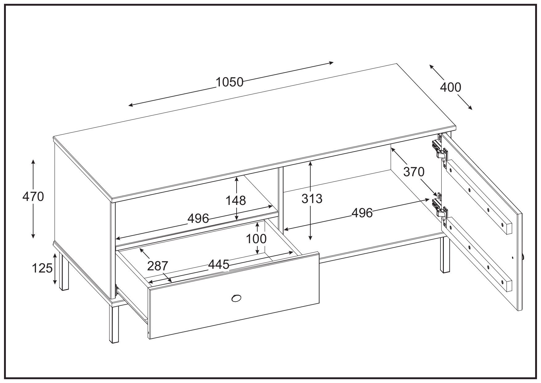 BxHxT cm Kiefer Sevilla, TV-Board 105x47x40 massiv lackiert, Woodroom eichefarbig