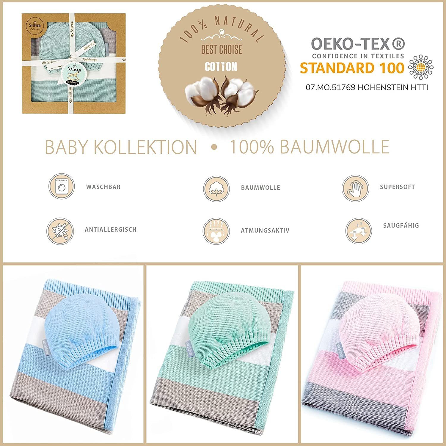 Babydecke Kuscheldecke 90x70 cm aus 100% günstig online kaufen