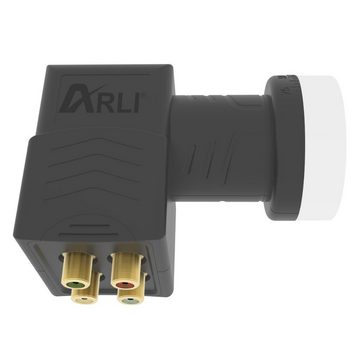 ARLI 60cm HD Sat Anlage grau + Quad LNB + 20m Koaxialkabel + 4x F-Stecker SAT-Antenne (60 cm, Stahl)