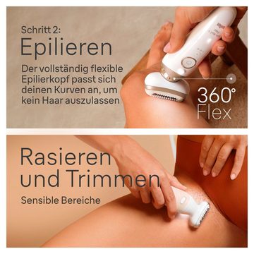 Braun Epilierer Silk-épil Flex SkinSpa 9 9-681, All-In-One Set, FaceSpa-Epilierer & Mini-Rasierer für das Gesicht