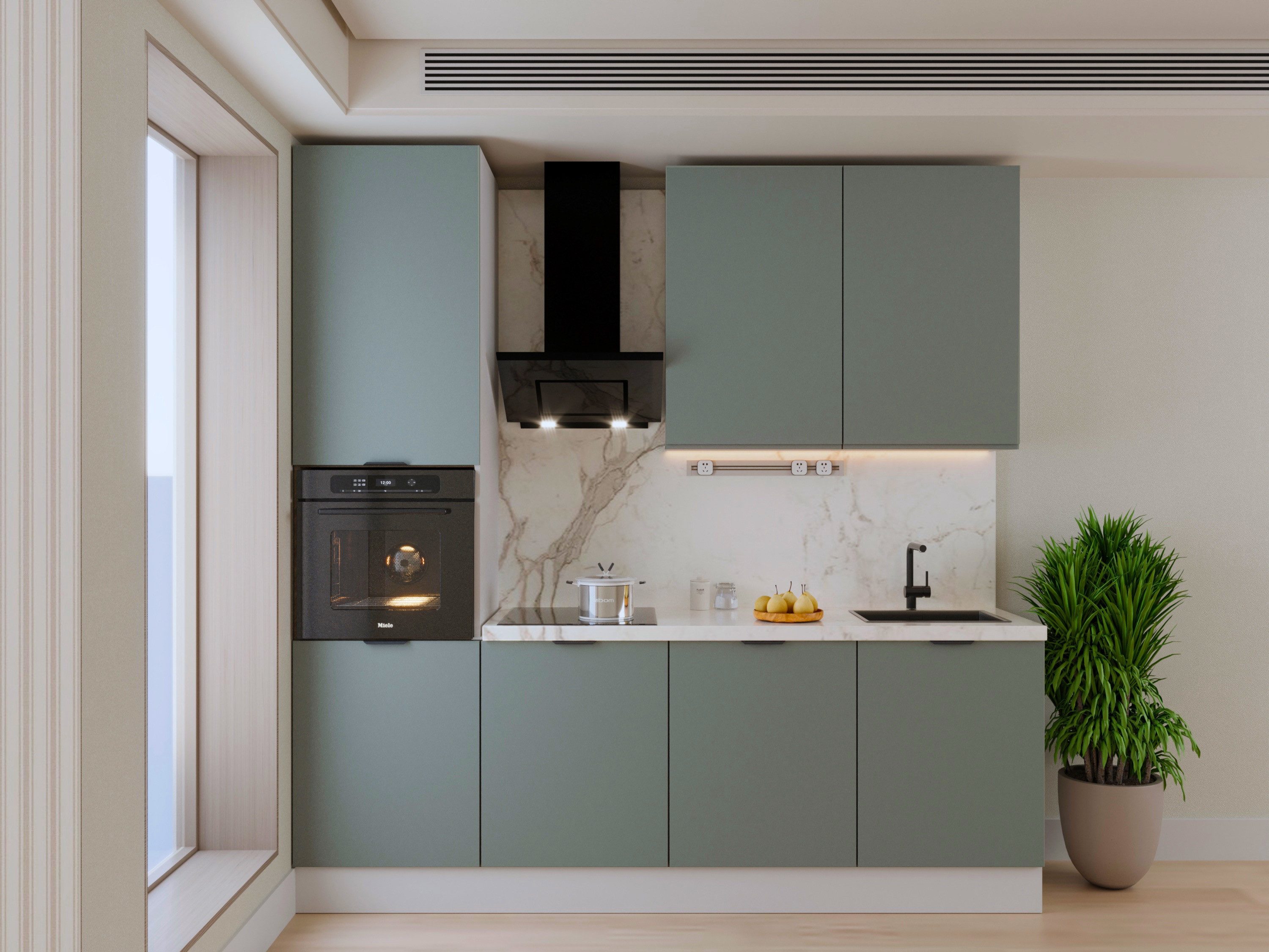 ROYAL24_MARKT Küchenzeile – KU-S21 – Sorento – Kompakte Moderne für jeden Raum, (Komplett Set), Premium – Elegant – Präzise
