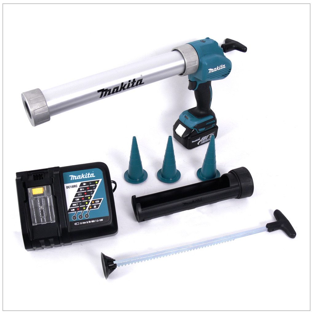 Makita Akku-Kartuschenpistole DCG 180 RF1X Akku Kartuschenpistole 18 V 300 / 600 ml + 1x Akku 3,0
