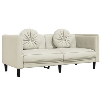 vidaXL Sofa Sofa mit Kissen 2-Sitzer Creme Samt