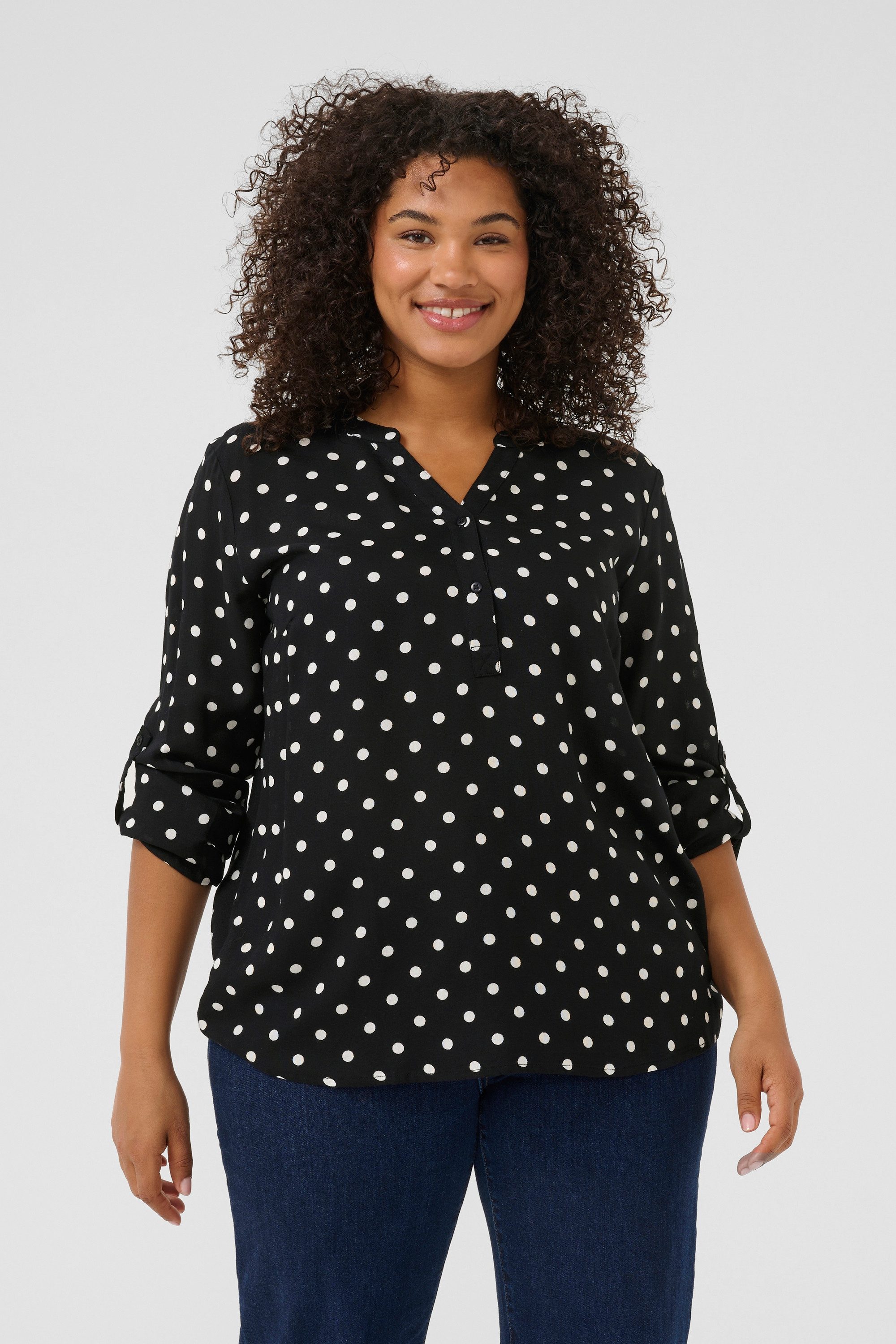 KAFFE Curve Langarmbluse Langarm-Bluse KCsida Große günstig online kaufen