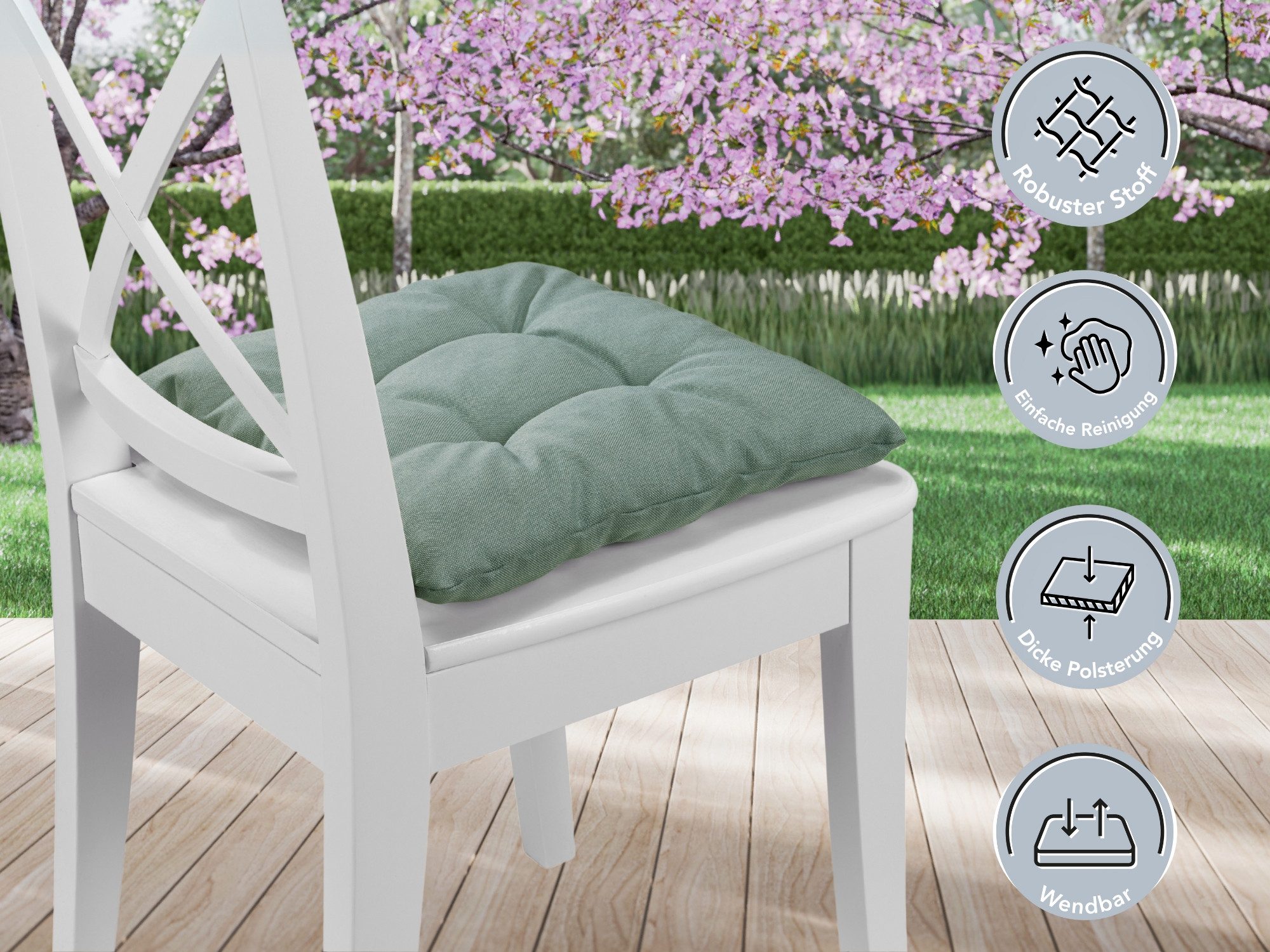 XDREAM Stuhlkissen Sitzkissen Set (2er & 4er) für Stühle und Bänke, robuste Polsterauflage für indoor und outdoor, 38x38x6 cm