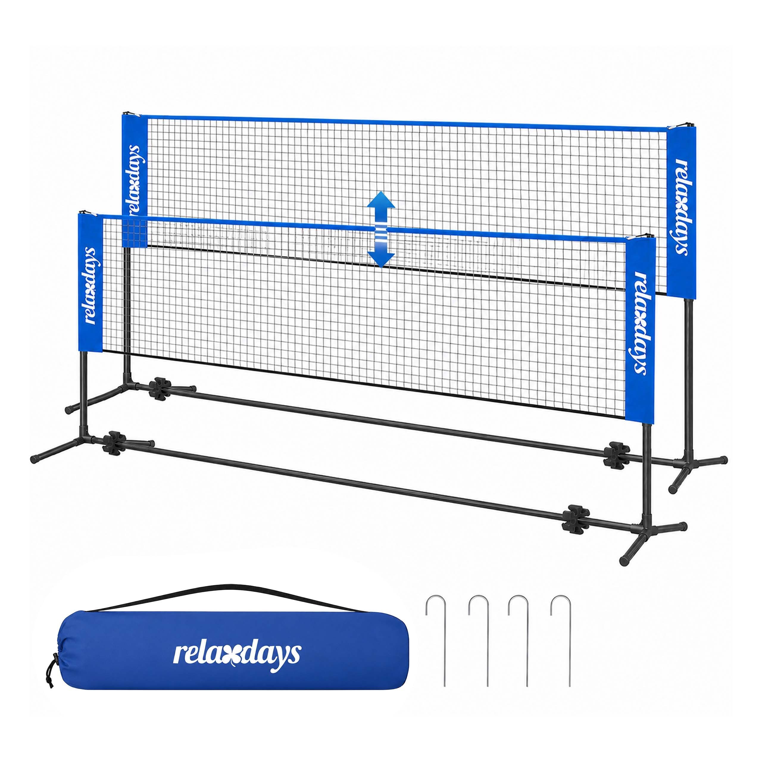 relaxdays Badmintonnetz höhenverstellbar (2-St), blau, 400 cm
