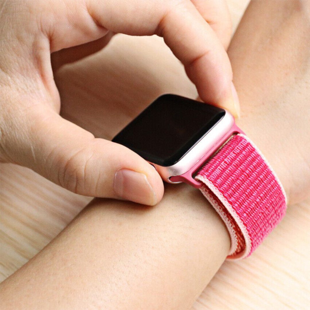 SmartUP Smartwatch-Armband für Apple Watch 11 10 9 8 7 6 5 4 3 2 SE Ultra Nylon Sport Ersatzband, kompatibel mit allen Apple Watch Modellen, atmungsaktives Nylon