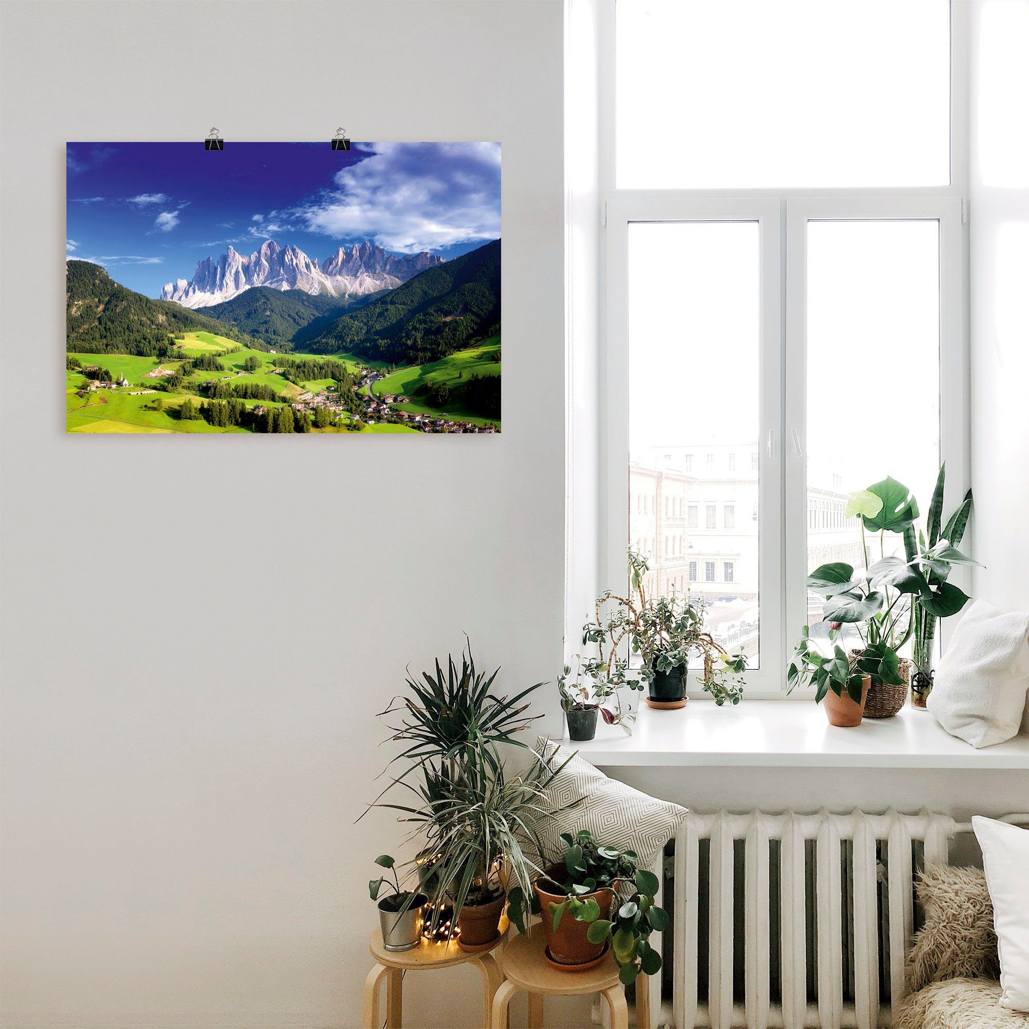 Poster Alubild, als & versch. Artland St), Berge Alpenbilder (1 oder Größen in Leinwandbild, Südtirol, Wandaufkleber Wandbild