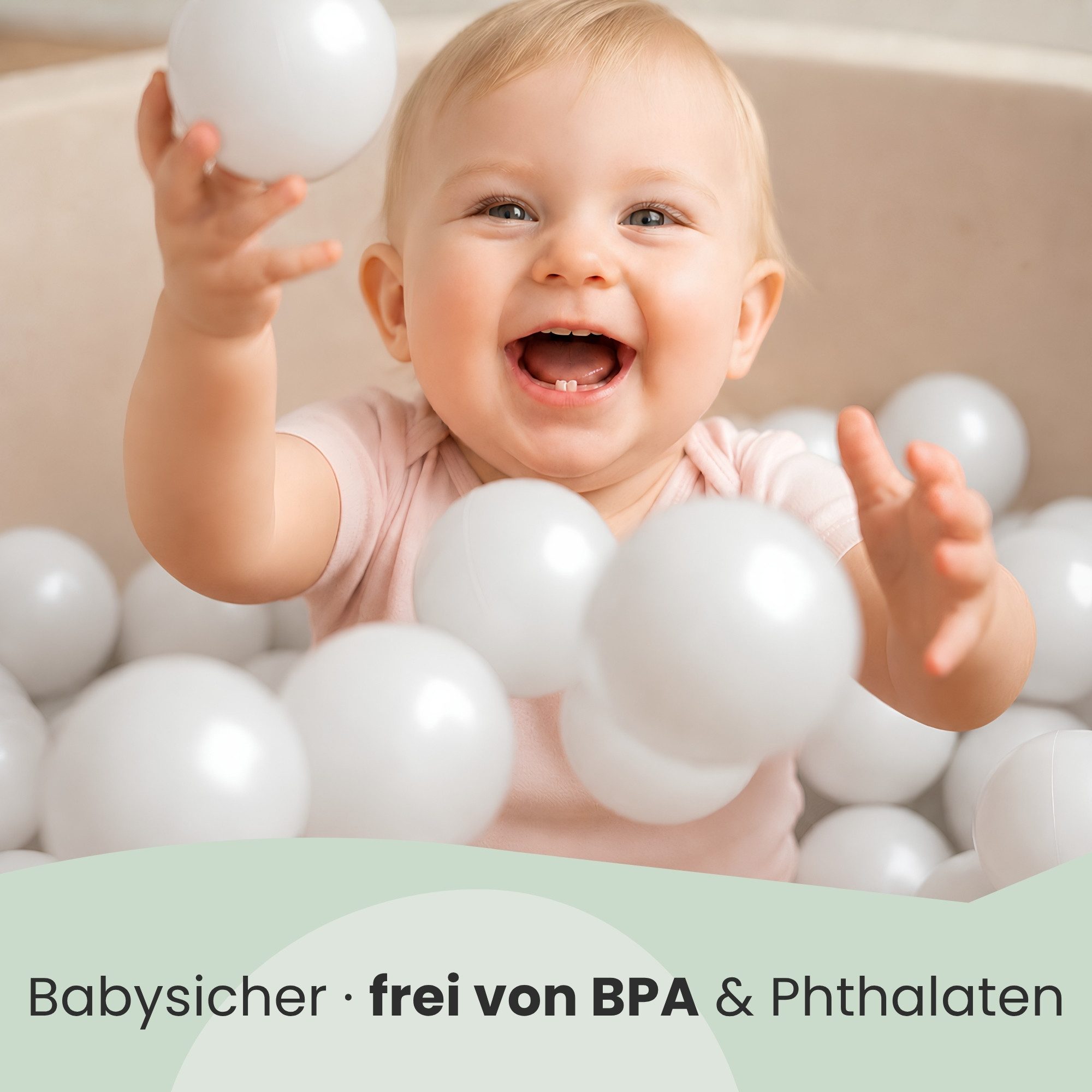 LittleTom Bällebad-Bälle Baby - 50 Bunte Bälle fürs Bällebad - Geprüfte Spielbälle für Kinder (50-St), Ab dem 1. Tag: Babybälle zum Greifen - Plastikbälle für den Bällepool