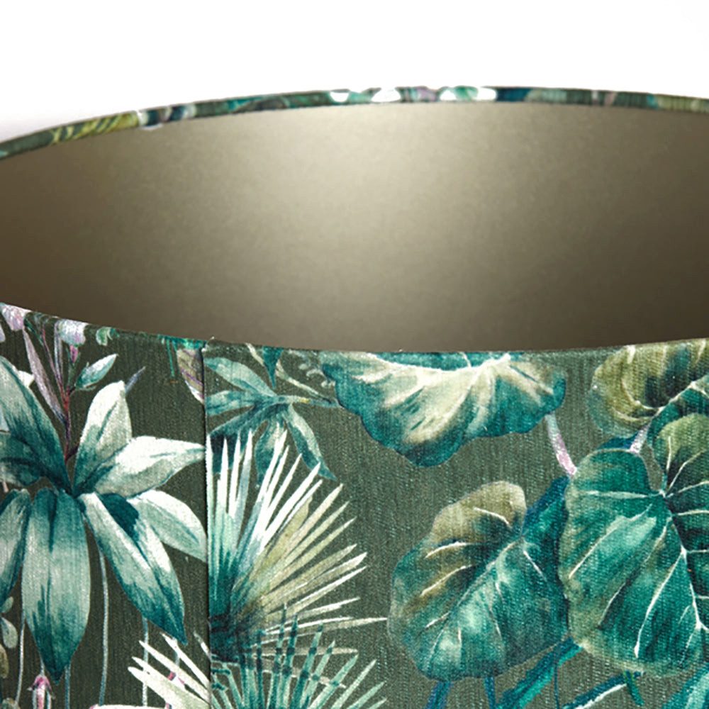 Dirk Davids Leuchten GmbH Lampenschirm Lampenschirm Zylinder in Velours mit Floralen Motiven in Grün 20-20-15, Harmonisches Licht