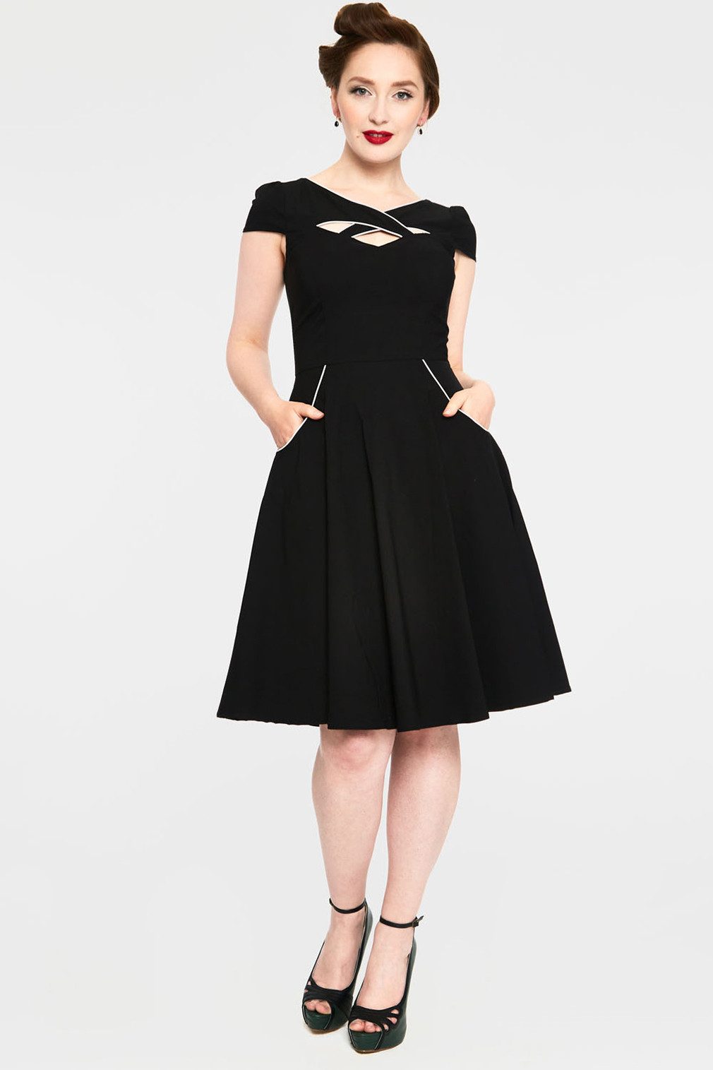 Voodoo Vixen A-Linien-Kleid Connie 1950's Contrast Piping Vintage Rockabilly Retro