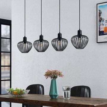 Lindby Hängeleuchte Deandre, dimmbar, Leuchtmittel nicht inklusive, Modern, Stahl, sandSchwarz, 4 flammig, E27, Deckenlampe