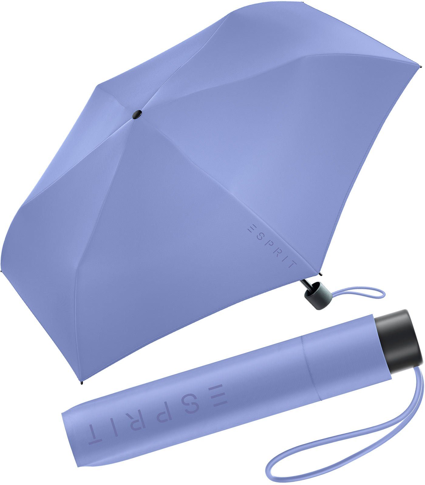 Esprit Taschenregenschirm Mini Regenschirm Damen Slimline FJ 2023, sehr leicht, in den neuen Trendfarben lila