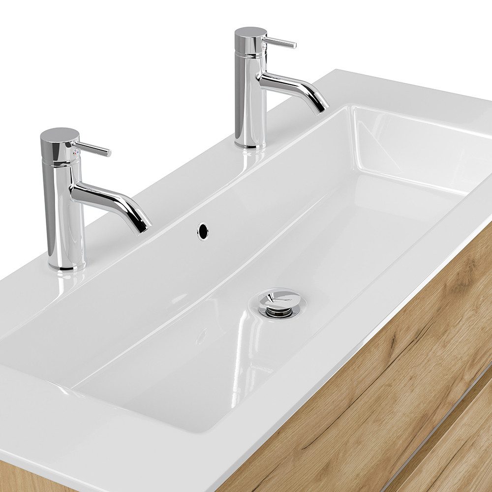 Lomadox Doppelwaschtisch LIVIGNO-02, 120cm breit, Mineralgusswaschbecken, günstig online kaufen