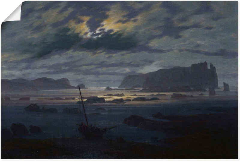 Artland Wandbild Mondnacht über nordischer Meerlandschaft, Gewässer (1 St), als Alubild, Leinwandbild, Wandaufkleber oder Poster in versch. Größen