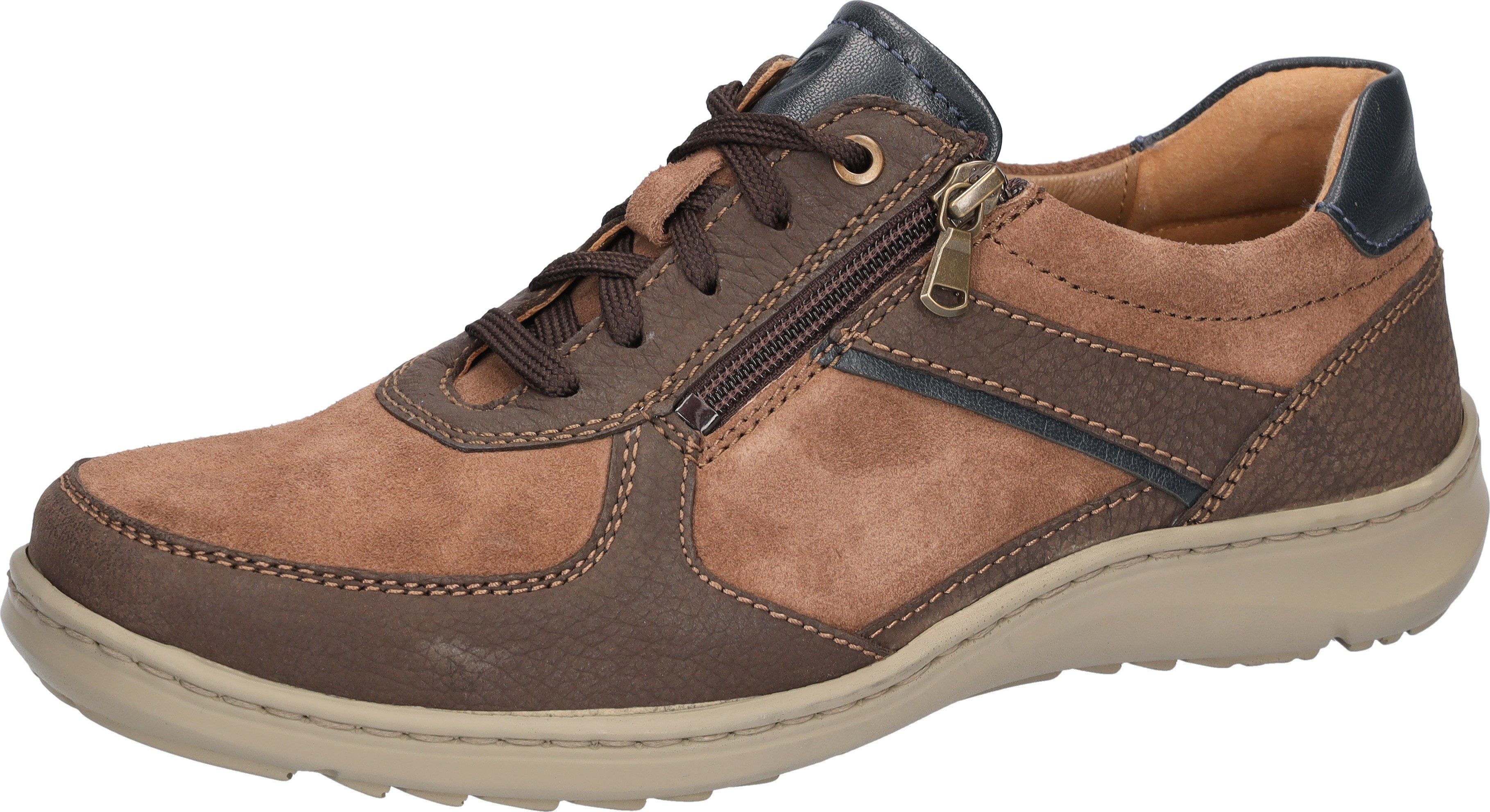 Waldläufer Herwig Schnürschuh Sneaker, Bequemschuh mit Schnürung und Reißverschluss, H-Weite