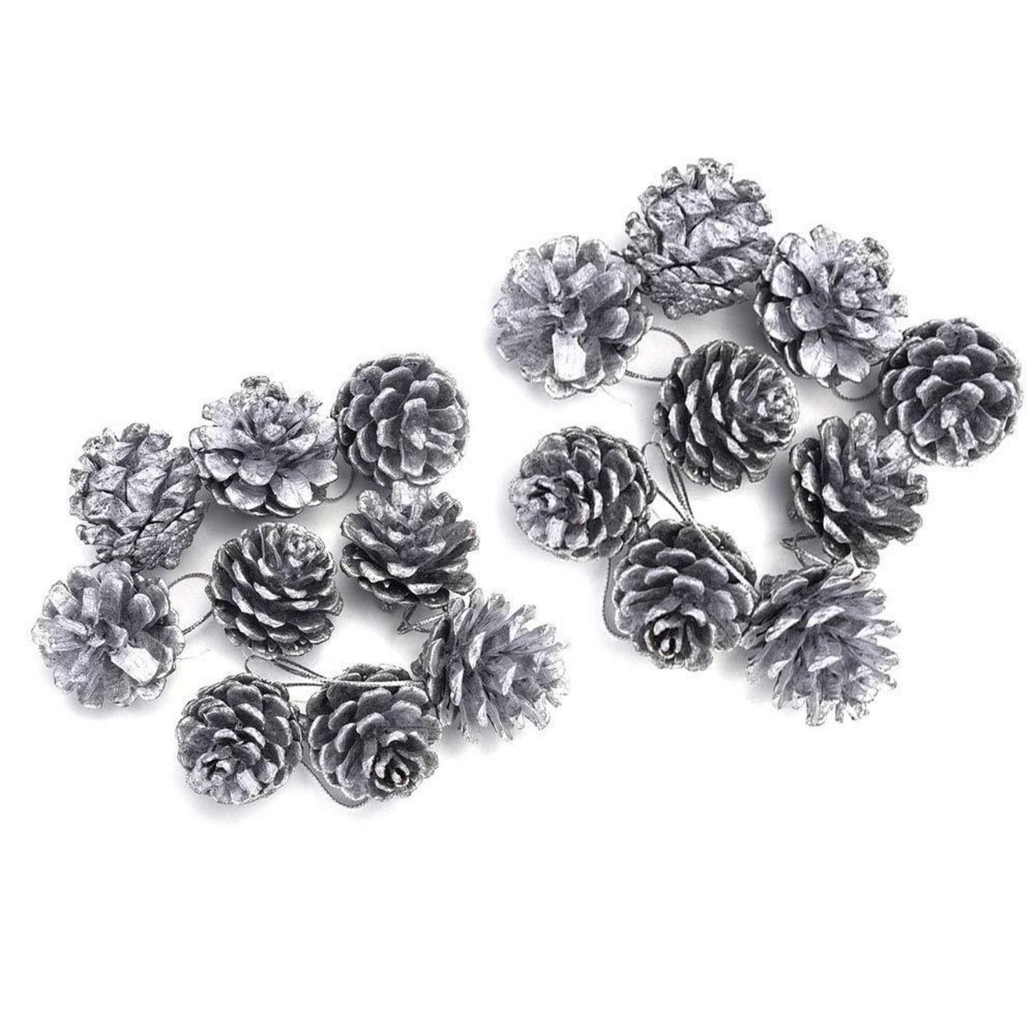 LuxusKollektion Hänge-Weihnachtsbaum Weihnachtsschmuck Tannenzapfen 18er Set Gold/Silber (18 St)
