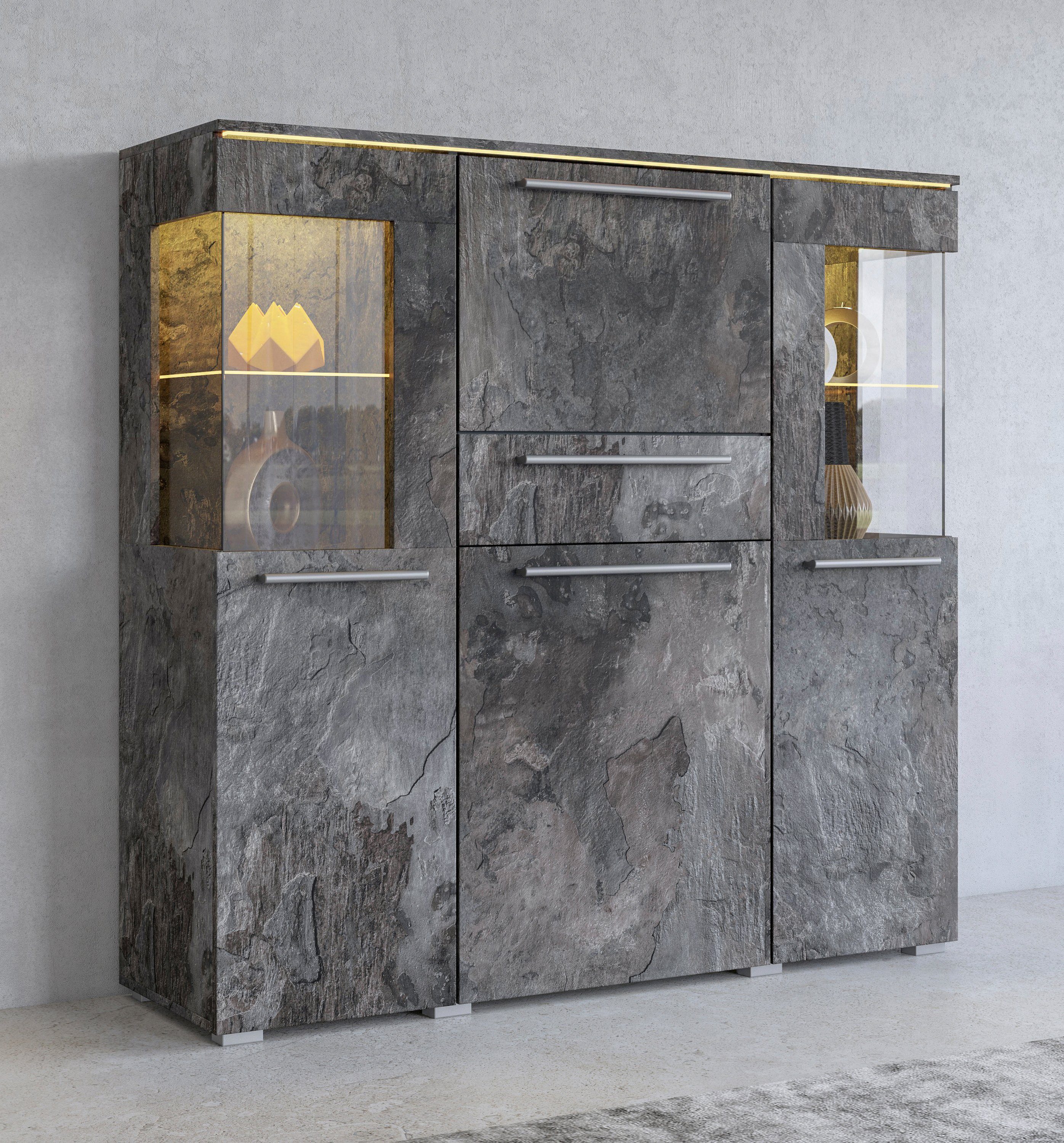 INOSIGN Highboard India,Breite 130cm, stilvolle Hochkommode 3Türen, Klappe günstig online kaufen