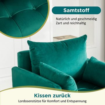 REDOM Sessel Loungesessel, Einzelsessel, Polstersessel, mit Stauraum (Moderner Samtstuhl), Sessel mit Kissen, mit roségoldenen Metallbeinen