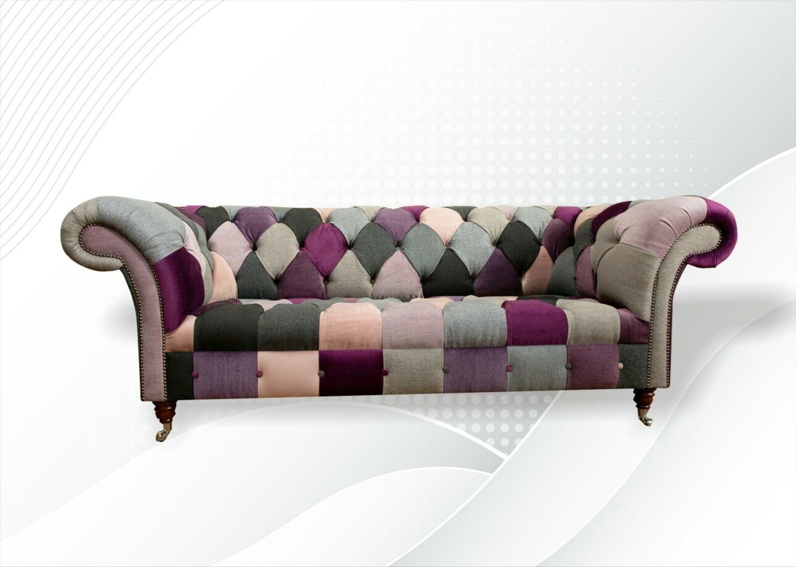 JVmoebel Sofa Stoffsofa Couch Dreisitzer Design Modern Sofas Sofa 3 Sitzer Neu, Die Rückenlehne mit Knöpfen.