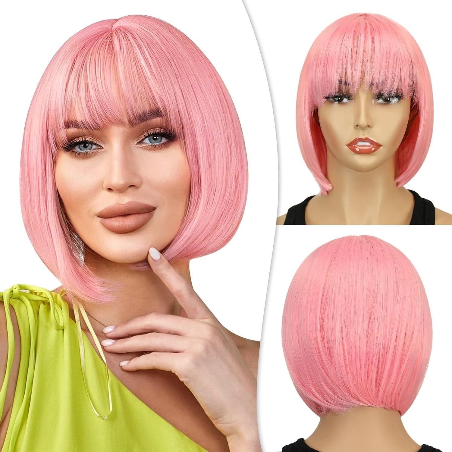 LuxusKollektion Kunsthaarperücke Perücke Bob Kurz Pony Kunsthaar Damen Cosplay Kostüm Rosa