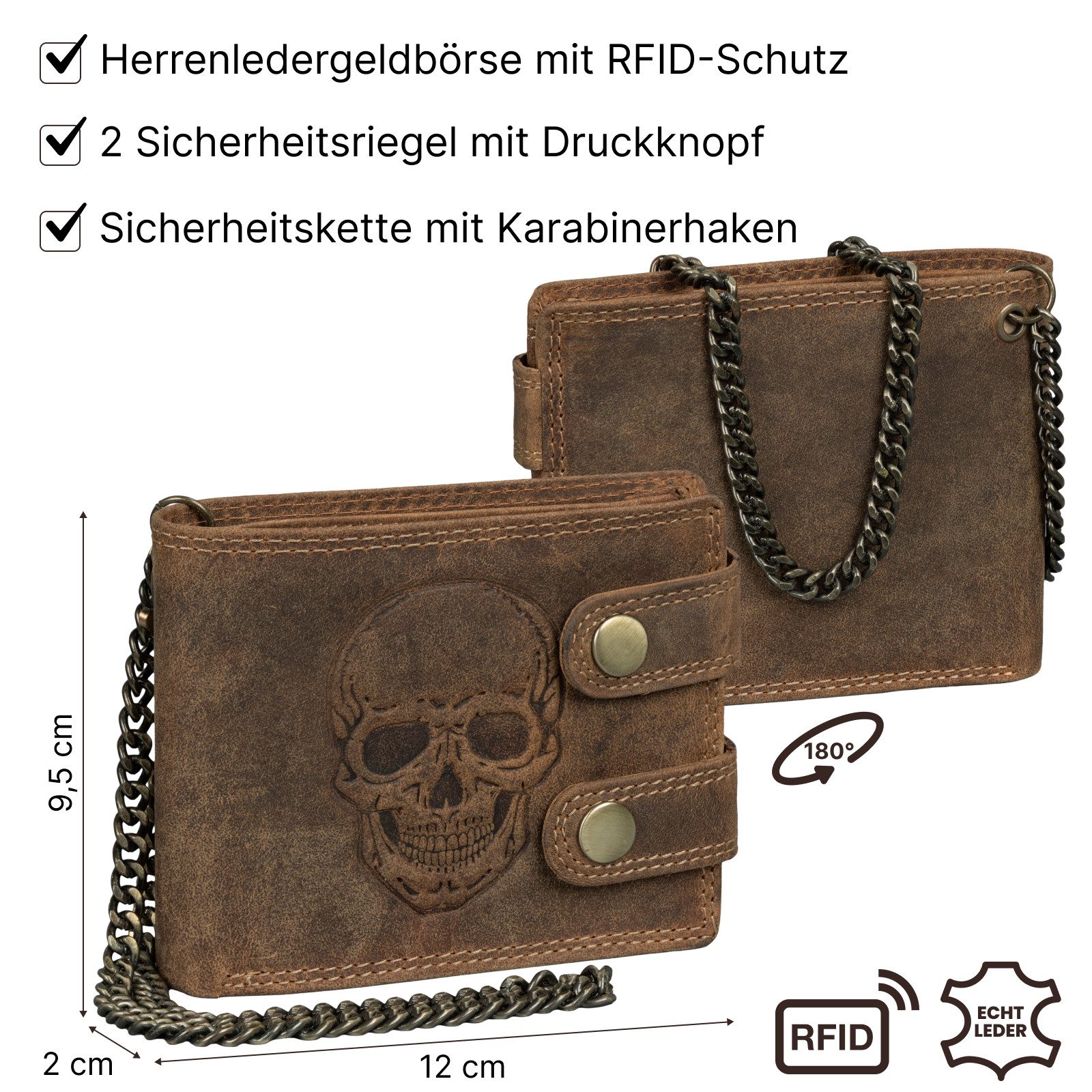 EAAKIE Geldbörse Leder Geldbörse Herren RFID Portemonnaie Echtleder Geldbörse, RFID Schutz