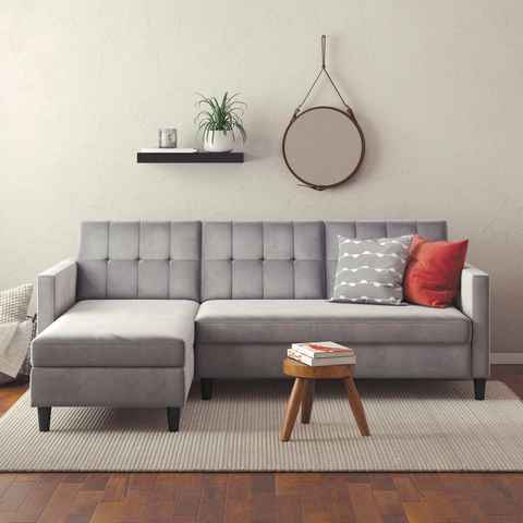 Dorel Home Ecksofa Hartford, L-Form, mit Bettfunktion und Stauraum, Recamiere beidseitig montierbar