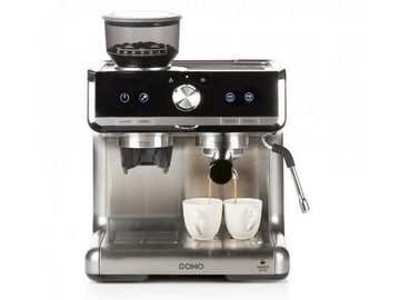 Domo Espressomaschine, Metallfilter, Siebträgermaschine mit Mahlwerk Milchschäumer & abnehmbaren Wassertank
