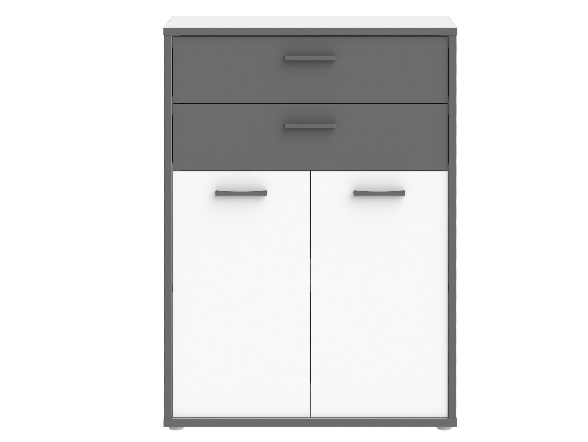 Büroschrank Bücherregal, KALINA Moebel-Eins Material weiss/grau II, Dekorspanplatte,