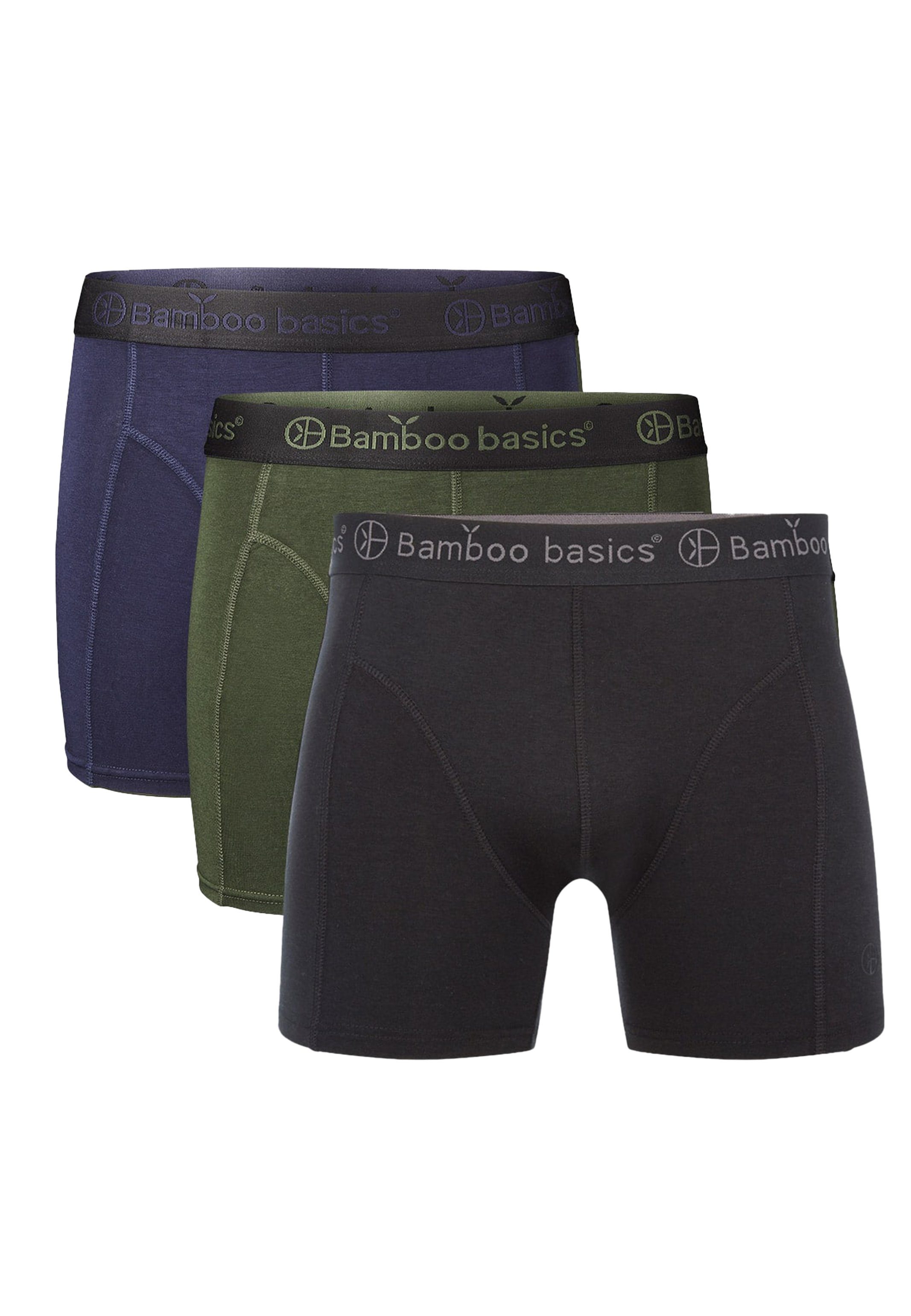 Rico Short / Bamboo Pack Schwarz Weiches Eingriff Grün Boxer Ohne - Retro (Spar-Set, Pant Material - / 3-St) Dunkelblau Viskose mit basics / 3er Retro