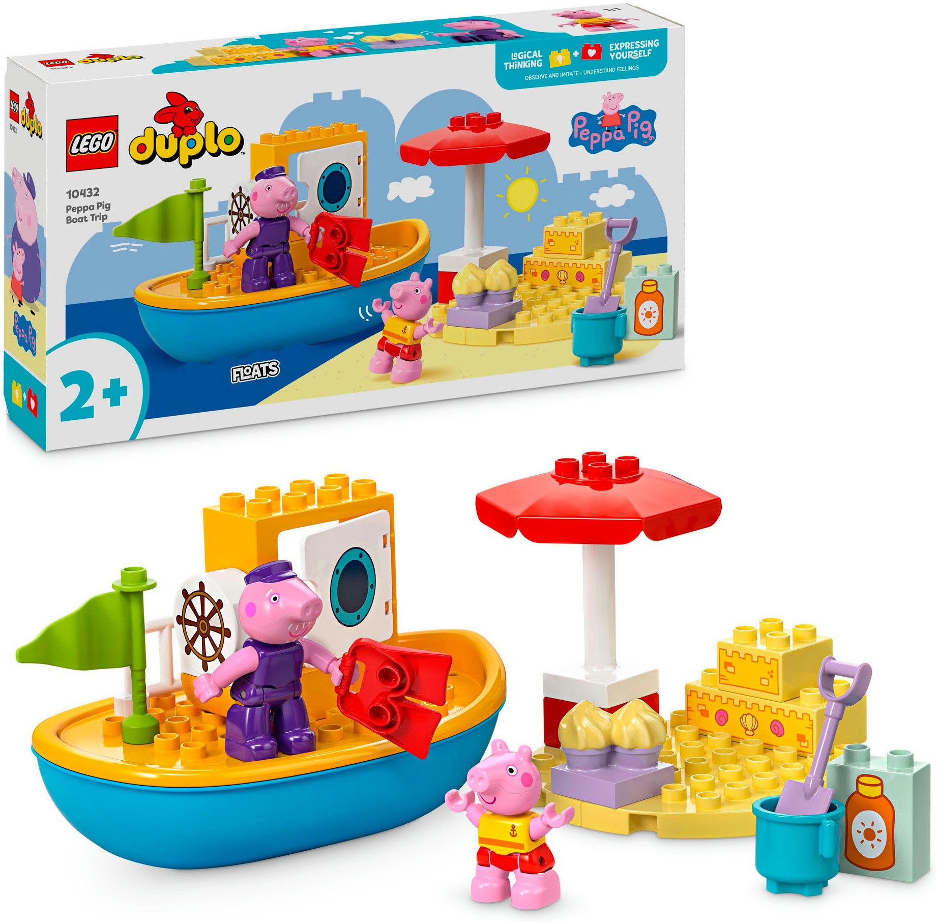 LEGO® Konstruktionsspielsteine Peppas Bootsausflug (10432), LEGO DUPLO Peppa Pig, (23 St), Made in Europe