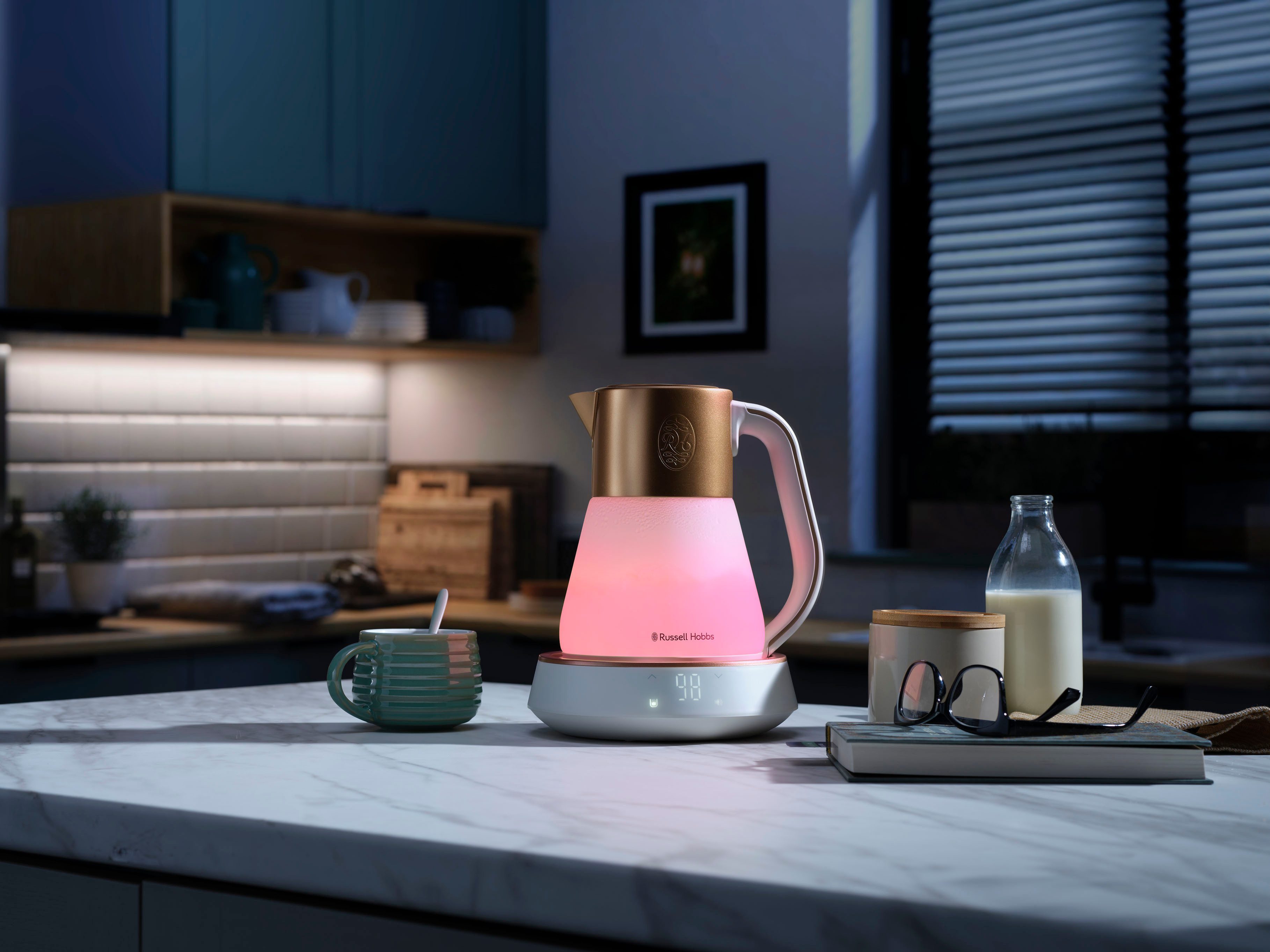 RUSSELL HOBBS Wasserkocher Calm 27450-70, 1,7 l, 2400 W, mit Temperatureinstellung, Innenbeleuchtung und beruhigenden Klängen