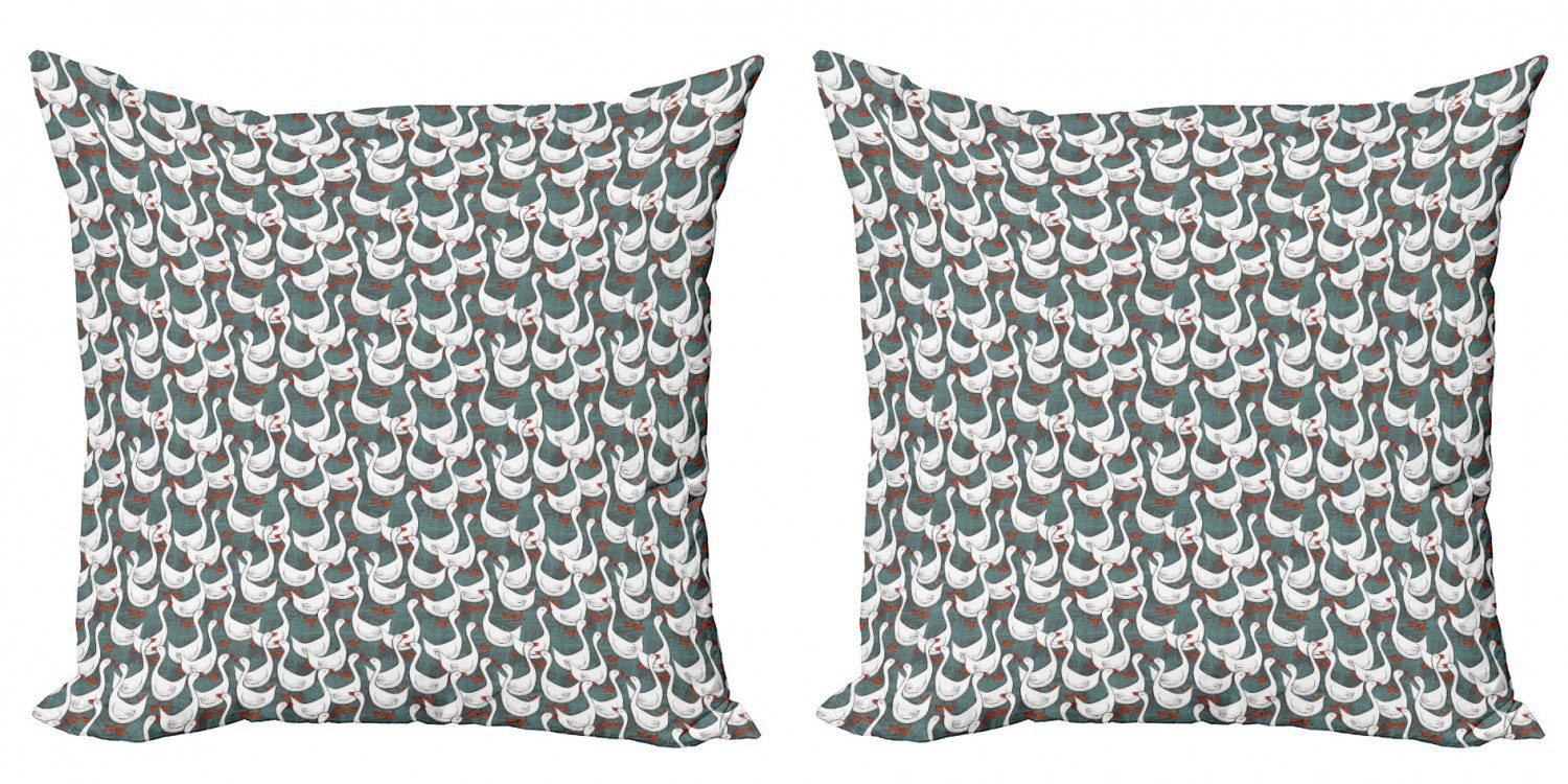 Kissenbezüge Modern Accent Doppelseitiger Digitaldruck, Abakuhaus (2 Stück), Gänse Glückliche Weißen Vögel auf Free