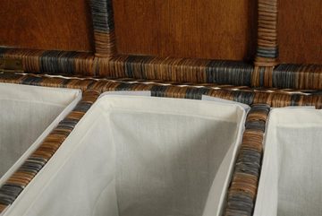 Krines Home Wäschesortierer Rattan Wäschesammler mit 3 Fächern Wäschekorb mit Deckel Wäschesortierer mit Unterteilung Wäschebehälter, Mit 3 herausnehmbaren Inletts