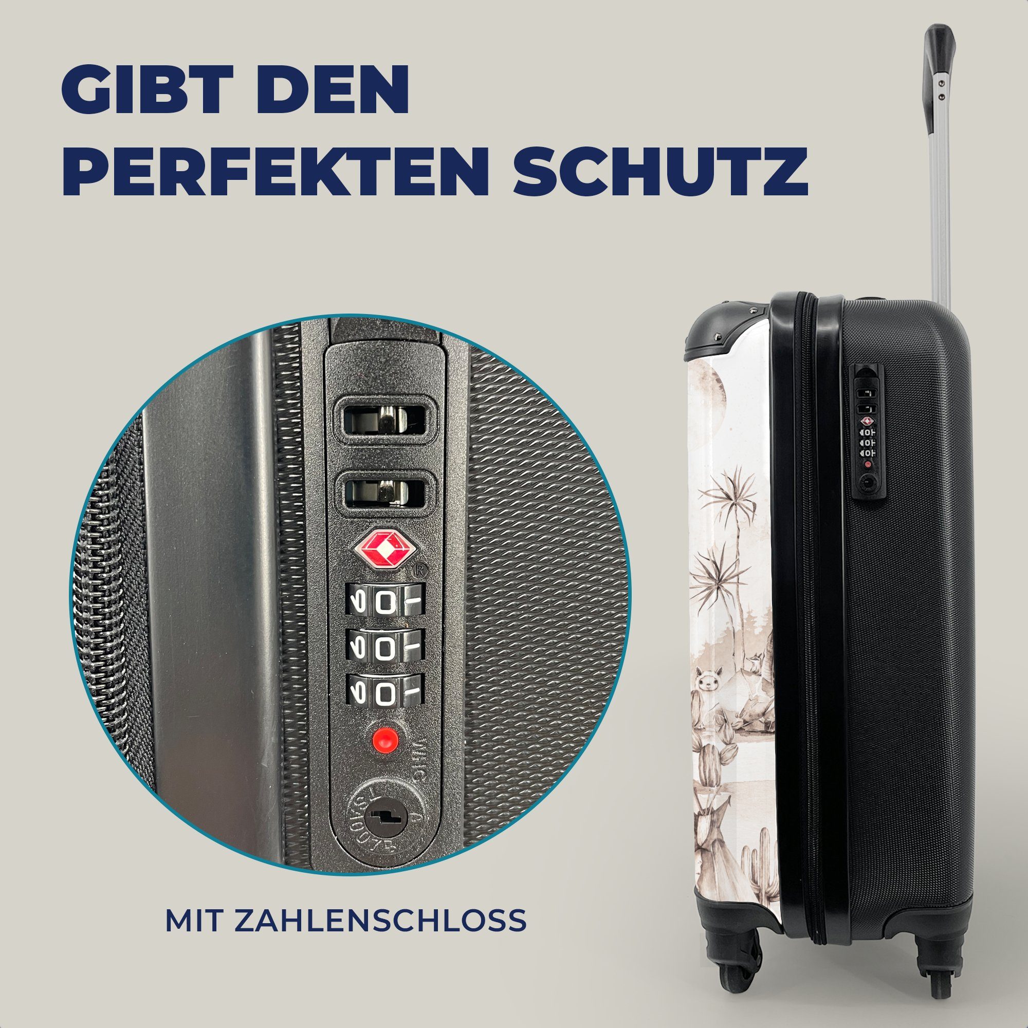 MuchoWow Handgepäckkoffer Alpaka - Volkswagen Bus - Kinder - Jungen - Mädchen, 4 Rollen, Reisetasche mit rollen, Handgepäck für Ferien, Trolley, Reisekoffer