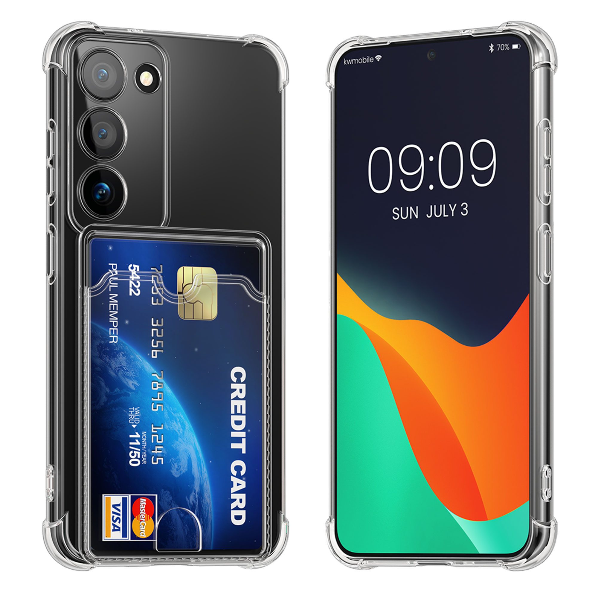 kwmobile Smartphone-Hülle Hülle mit Kartenfach für Samsung Galaxy S23, Handyhülle Galaxy S23 mit Kartenfach Soft Case