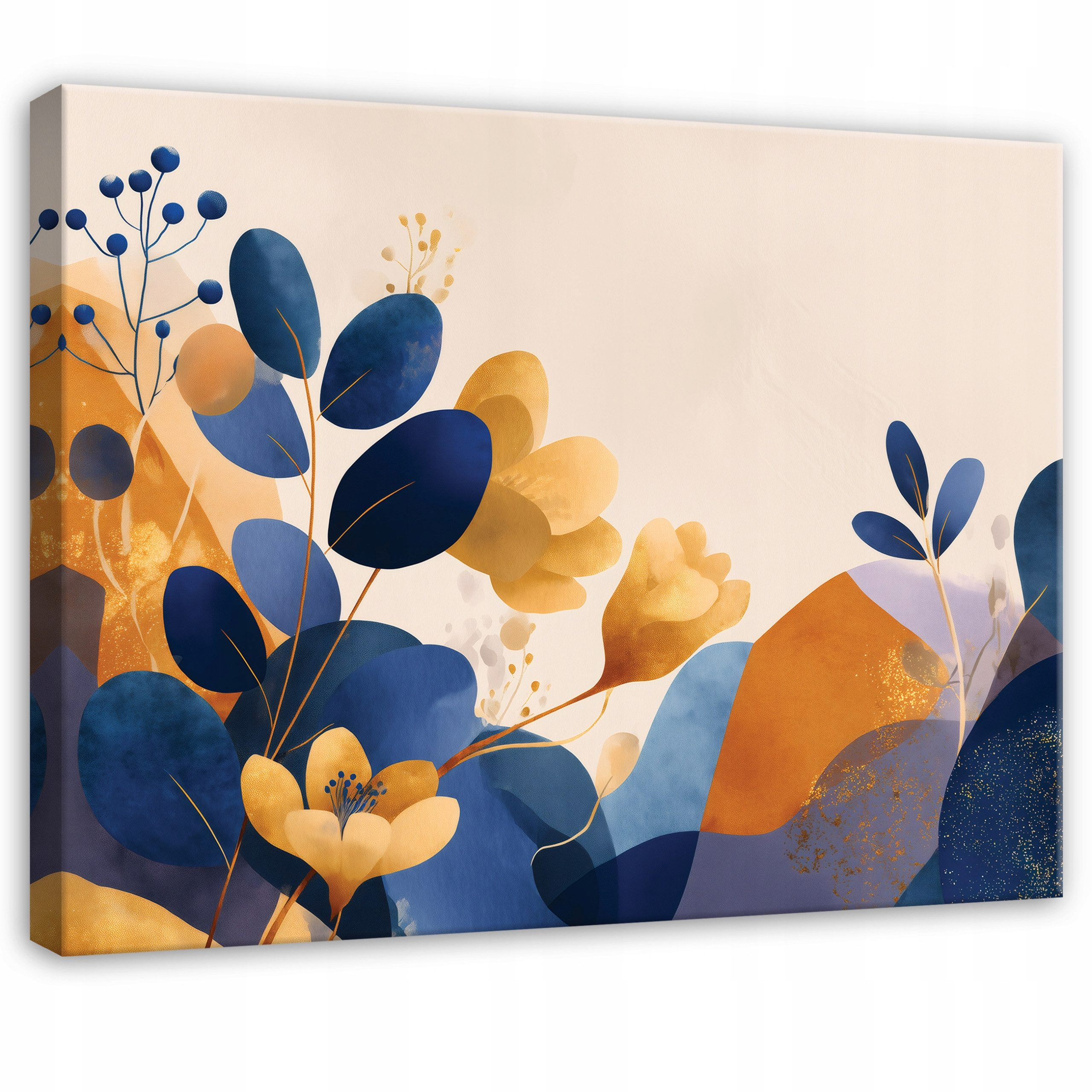 Wallarena Leinwandbild Abstrakt Blätter - Blau - Modern - Wohnzimmer, Abstrakt, 40x30x2cm